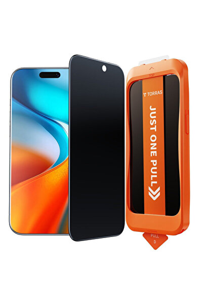 TORRAS GlassGo Install Master Privacy Glass for iPhone 17 Pro, Black