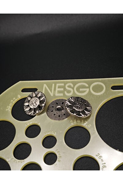 NESGO MODA زر معدني بنمط شمسي عتيق الطراز 6 قطع 20 ملم مطلي بالفضة والأسود