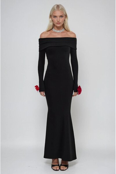 Lijuri Madonna Collar Dress with Floral Detail on the Sleeves 2967