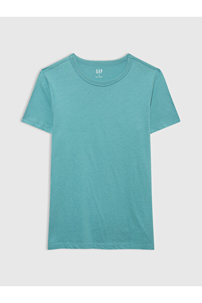 GAP Kadın Turkuaz Favorite Bisiklet Yaka T-Shirt