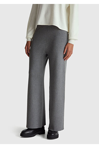 United Colors of Benetton Women's anthracite melange viscose blend wide leg p...