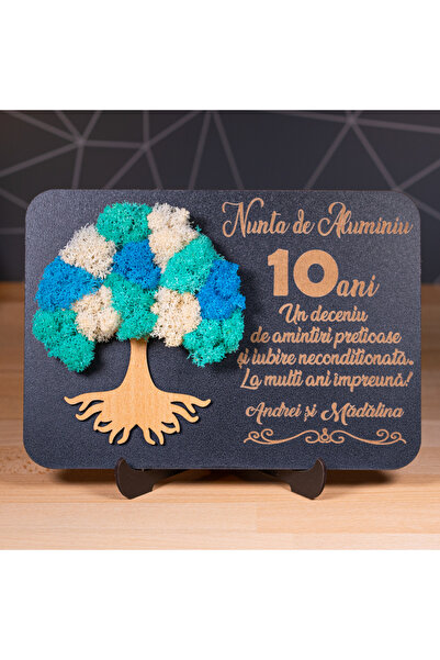 Creators of Crafts Wedding anniversary gift with lichens -10 Years - Aluminum...
