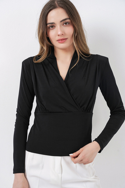 Bigdart Women's Shoulder Shoulder Pad Pack Double-Breasted Collar Blouse 942 ...