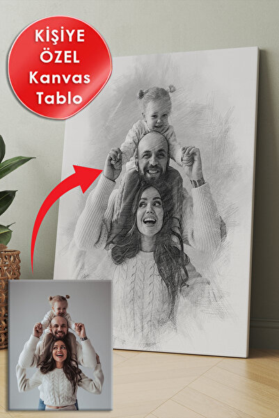 Morfil Sanat Atölyesi Kişiye Özel Karakalem Efektli Fotoğraf Dijital Baskı Ka...