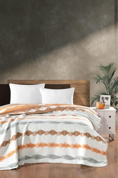 Vefa Home Collection Pamuklu Desenli Çift Kişilik Battaniye