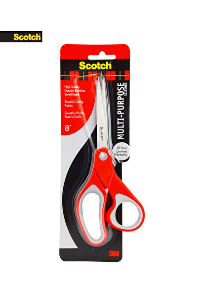 Scotch 8-Inch Multi-Purpose Scissors, Stainless Steel Blades, Soft Grip Handl...