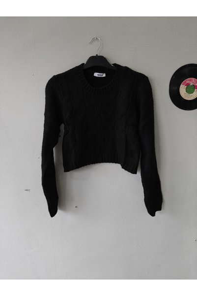 Sublime Butik Women's Thessaloniki Knitted Long Sleeve Crew Neck Knitwear Short Sweater
