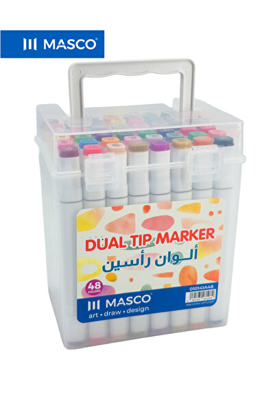 MASCO Dual Tip Marker Set, 48 Colors, Fine Tip & Broad Tip, Quick-Dry Premium...