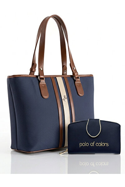 Çanta Trend Miami Polo Clup Navy Blue Large Size Handbag and Wallet Combination
