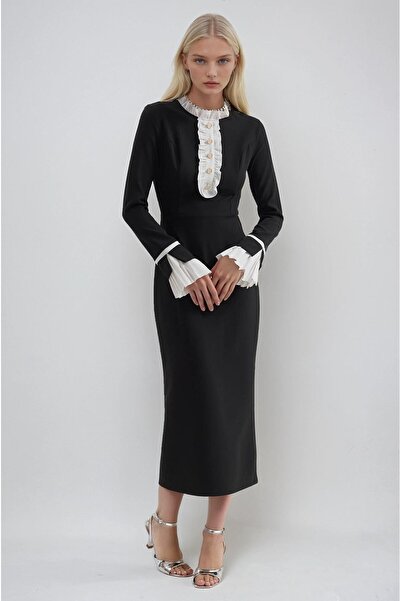 Lijuri Rochie midi cu volane la mâneci și guler 2961