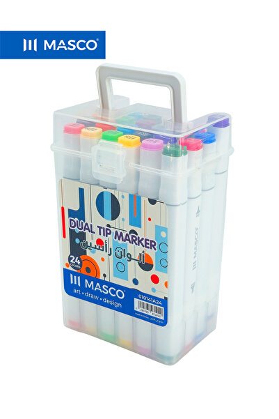 MASCO Dual Tip Marker Set, 24 Colors, Fine Tip & Broad Tip, Quick-Dry Premium...