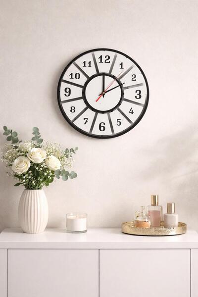 Zoe3 Style ساعة حائط مزخرفة من البليكسي باللونين الأسود والفضي بتصميم بسيط - ...