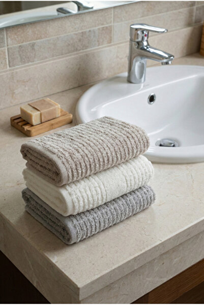 Class 3’lü 50x80 cm %100 Pamuklu Bukle El ve Yüz Havlu Seti - Pode