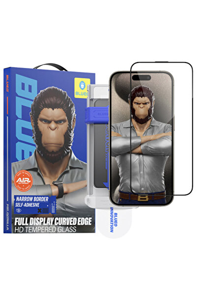 BLUEO iPhone 16 Pro 3D Full Display Curved Edge HD Glass with Applicator, Black