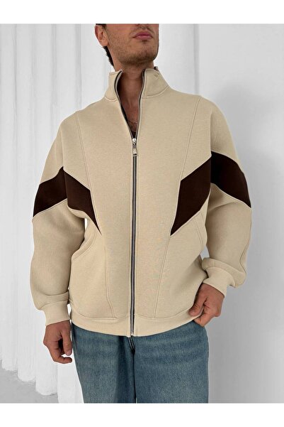 İLKCET MODA Yan Detail Unisex Oversize Zippered Sweatshirt