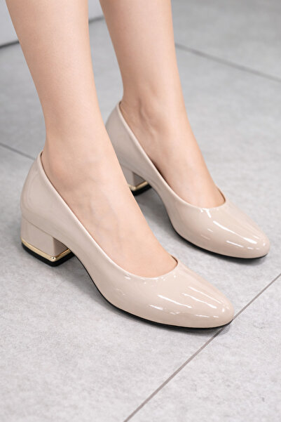 DB Women's Leather Patent Leather Classic Heeled Shoes