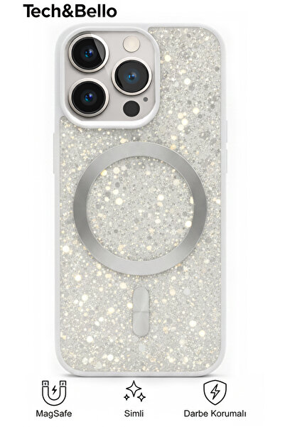 Tech&bello accessories حافظة فضية مقاومة للصدمات متوافقة مع آيفون 16 برو مع ح...