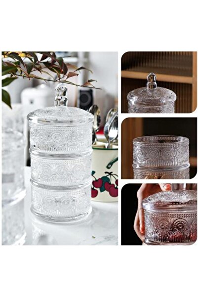 Generic Elegant Three-Tier Glass Dessert Plate