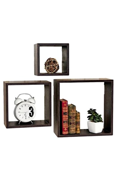 DAsiNU Dark Brown MDF Wall Hanging Cube Shelves 3pcs