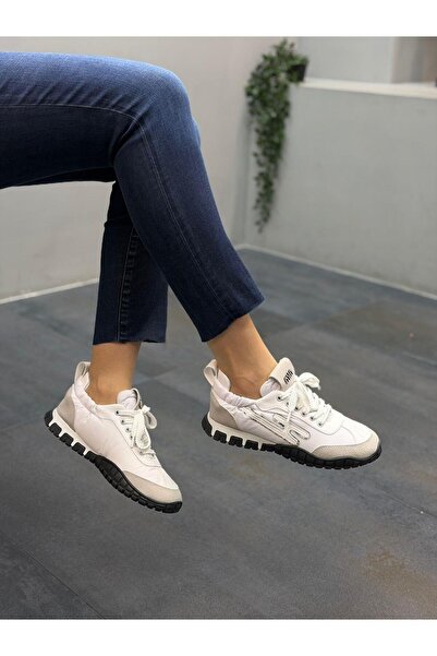 DİVA LİNDA Beyaz Parşüt Kumaş Kadın Günlük Spor