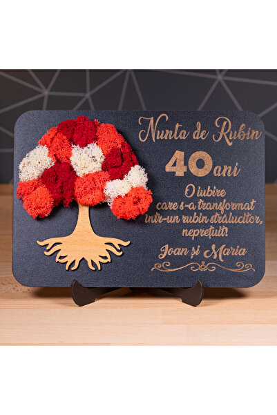 Creators of Crafts Wedding anniversary gift with lichens -40 Years - Ruby Wed...