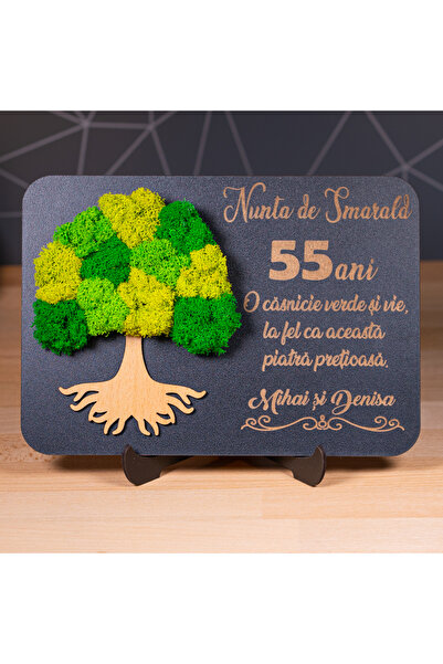 Creators of Crafts Wedding anniversary gift with lichens -55 Years - Emerald ...