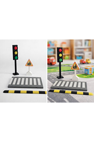 MD Design 4’lü Trafik Seti Oyuncak – Trafik Lambası, Yaya Levhası, Kasis ve B...