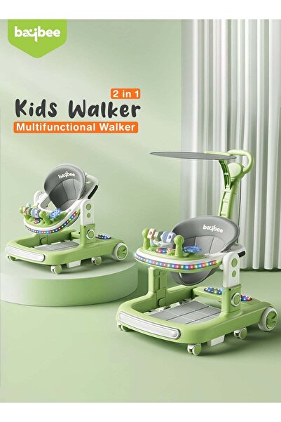 BAYBEE مشاية أطفال 3 في 1 مع مقبض دفع للوالدين، 3 ارتفاعات قابلة للتعديل، أضو...