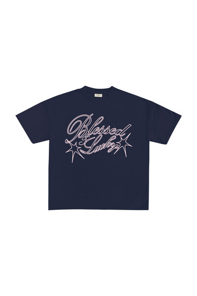 lethestudios Blessed & Lucky Baskılı T-Shirt