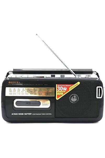 REFURA Radio Cassette Recorder 30W Black | Supports USB / FM / SW1 / SW2-4 Ba...