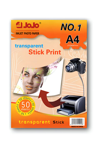JOJO ورق لاصق شفاف قابل للطباعة بحجم A4 للطابعات النافثة للحبر، 50 ورقة لاصقة...