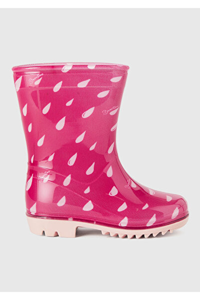 United Colors of Benetton Boy's Red Rain Printed Rubber Rain Boots