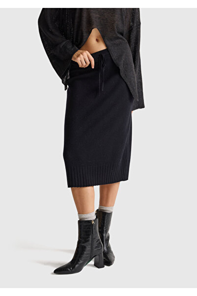 United Colors of Benetton Fusta neagră de damă, din amestec de bumbac și lână...