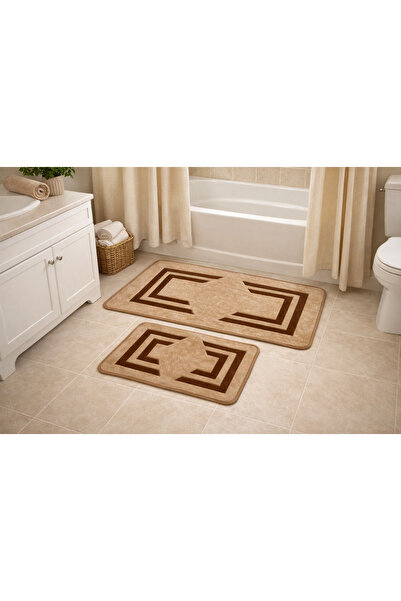 HubRom Σετ 2 αντιολισθητικά πατάκια μπάνιου PARIS, 100×60 cm – 60×40 cm, ανοι...