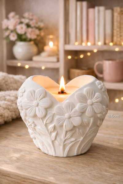 DNZ DEKOR Çiçek Kabartmalı Mum