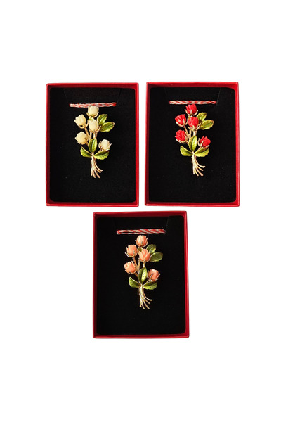 Abundo Set of 3 martisor brooches Bouquet of Roses
