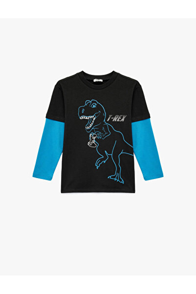 Koton Dinozor Baskılı Antrasit Erkek Çocuk Sweatshirt 6WKB10388TK