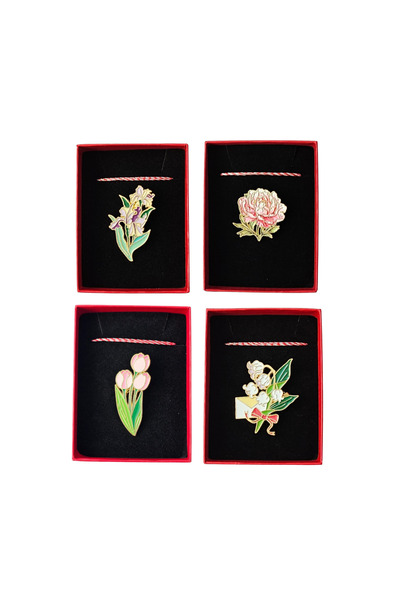 Abundo Set of 4 martisor brooches Flower Bouquet