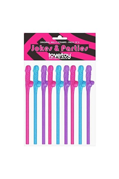 LOVETOY Top Bottom Set of 9 drinking straws, Lovetoy, Willy multi-colored straws