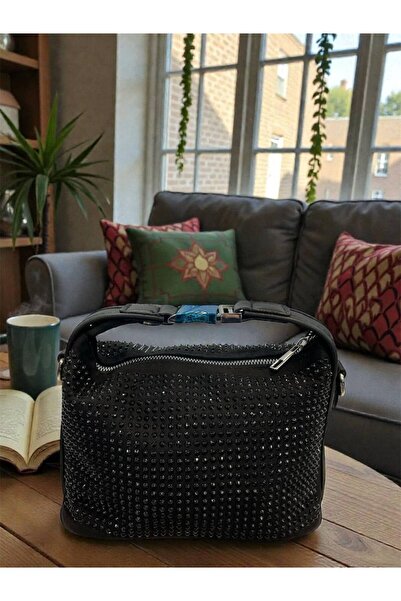 MyleeButik Taşlı Siyah Kadın El ve Omuz Çantası