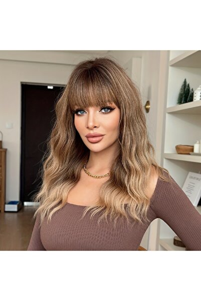 animis beauty Περούκα Ombre Sandy Blonde, Premium Συνθετική Ίνα με Λουκ, Μεσα...