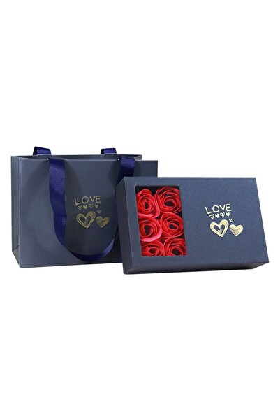 LOVE Gift Box with Scented Roses 15x5x9cm, with Jewelry Compartment
