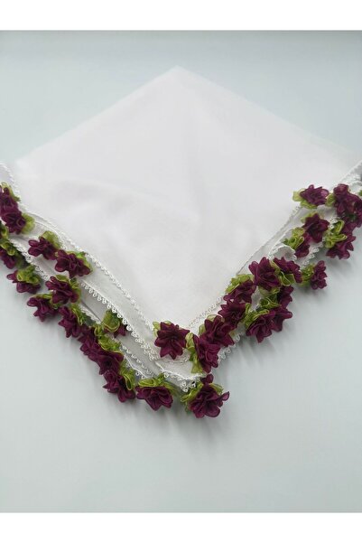 Şatilli Handmade İğne oyalı ve kurdele oyalı el emeği yazma 100x100 dört kena...