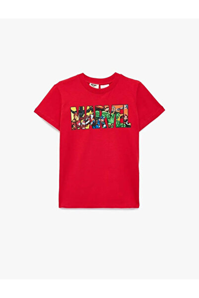 Koton Short Sleeve Crew Neck Licensed Marvel Printed Cotton T-Shirt