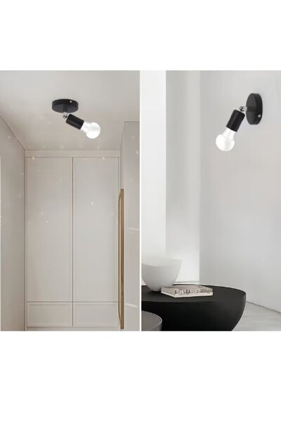 RİOLİGHT Modern Chrome Articulated Head 1Xe27 Black Metal Spot Wall Sconce wi...