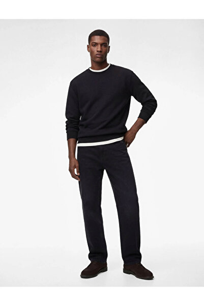 Koton Loose Straight Fit Black Men's Jean Trousers 6Sam40214Nd