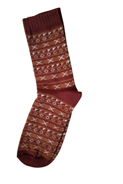 Erlangen Global Women's Burgundy Nordic Patterned Wool Knitwear Thermal Winte...