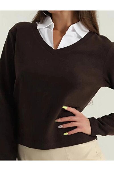 Erdem S beden yakalı ack kahve kazak