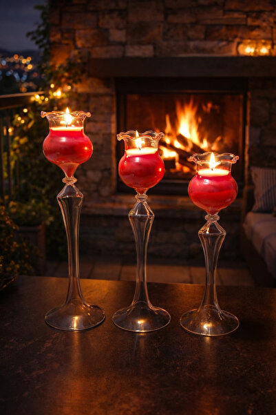 GLASSBLOWİNGART20 DAISY CAM ŞAMDAN 3 LÜ SET