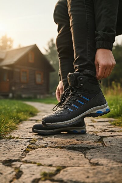 enoch حذاء إينوخ الرجالي باللون الأسود والأزرق المقاوم للماء للرحلات الخارجية...